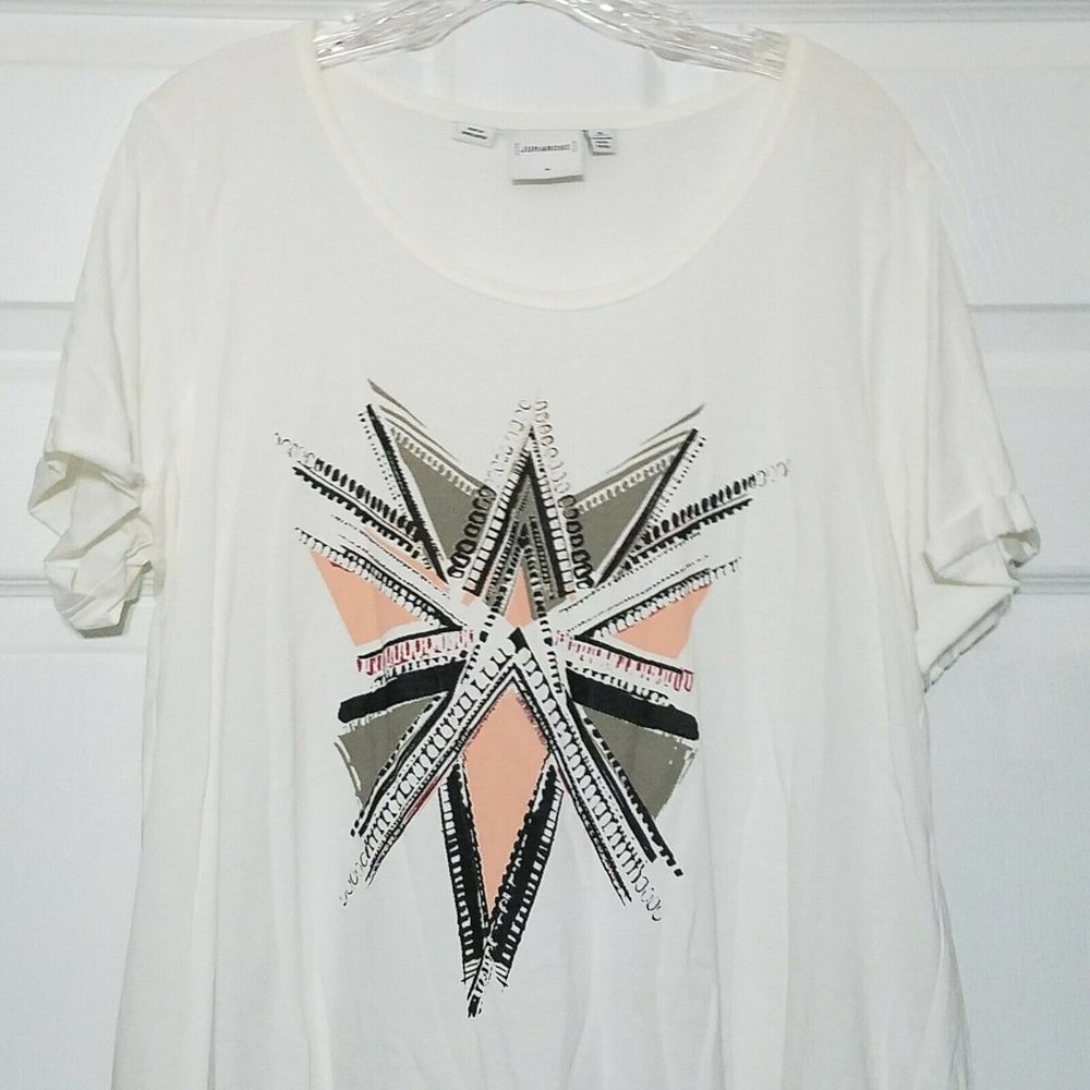 Junarose Women's Blouse T-Shirt ~ Sz M ~ White - Picture 4 of 7